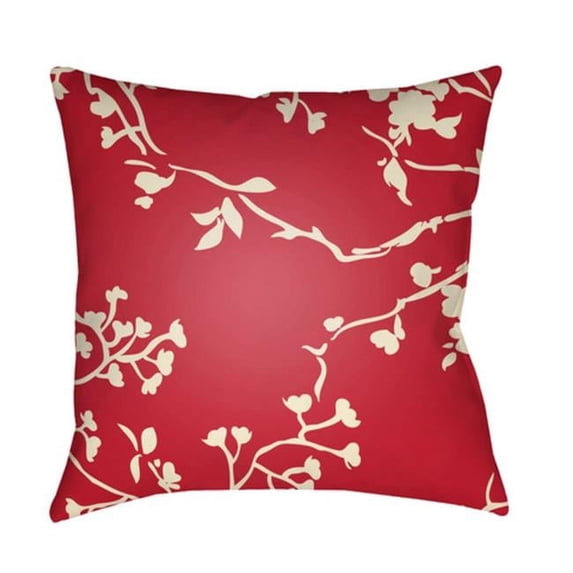 Surya CF008-2222 22 x 22 x 5 in. Chinoiserie Floral Floral Square Throw Pillow, Bright Red & Cream