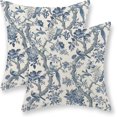 thumbnail image 1 of Chinoiserie Floral Birds Pillow Covers 18x18 Set of 2 Blue and Cream Spring Flower Decoratiove Pillowcase Vintage Outdoor Decor Throw Pillows for Couch Farmhouse Cushion Case for Home Sofa, 1 of 6