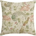 thumbnail image 1 of Chinoiserie Flowers Birds Light Green Throw Pillow Cover, Cushion Case Outdoor Decoration for Sofa Couch Farmhouse, 18'''' x 18'''', 1 of 6