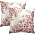 thumbnail image 1 of Chinoiserie Flowers Pillow Covers 20x20 Inch, Set of 2 Vintage Rose Pink Floral Decorative Throw Pillowcases Square Cushion Cover for Couch Sofa Home Indoor Outdoor Decor, 1 of 6