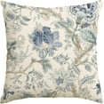 thumbnail image 1 of Chinoiserie Flowers Trees Blue Throw Pillow Cover, 18 x 18 Inch Floral Cushion Case Outdoor Decoration for Sofa Couch Farmhouse, 1 of 6