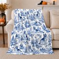 thumbnail image 1 of Chinoiserie German Shepherd Dog Garden Scene, Festive Pet Portrait Pattern, Warm Flannel Blanket for Living Room and Reading Nook, Dog Lovers Friendship Gift, Pet Lover Home Decor, 1 of 9