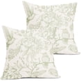 thumbnail image 1 of Chinoiserie Green White Floral Pillow Covers 18X18 Inch French Country Vintage Flowers Bird Decorative Pillow Cases Set of 2 Seasonal Cotton Linen Throw Pillows Farmhouse Home Decor For Sofa Couch, 1 of 6