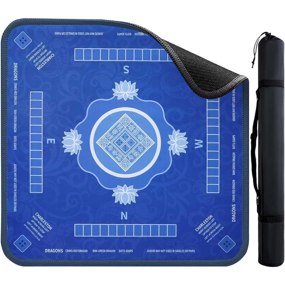 Chinoiserie Mahjong Mat for Table, 31.5 * 31.5in Anti Slip Mahjong Table Cloth