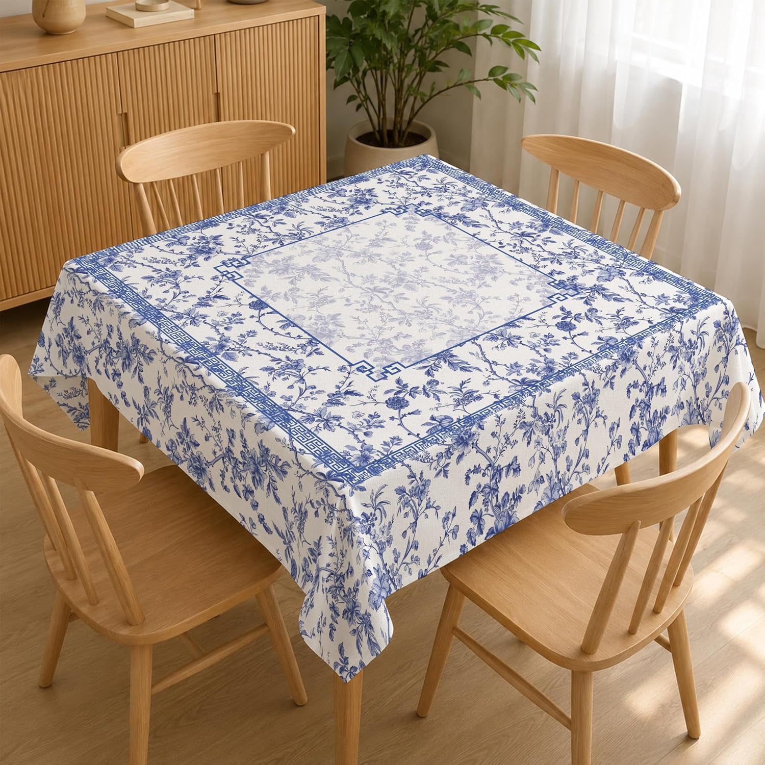 Chinoiserie Mahjong Tablecloth 55x55 Inch, Blue and White Mahjong Mats ...