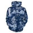 thumbnail image 1 of Chinoiserie Pagoda Dark Blue 3D Print Hoodie Men Women Autumn Thin Pullover Sweatshirt Vintage Streetwear Tops, 1 of 6