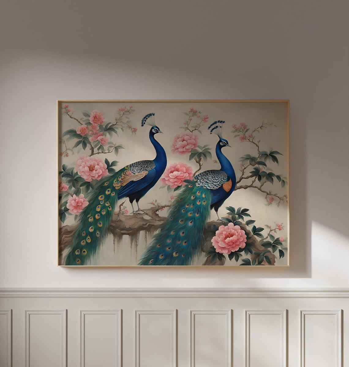 Chinoiserie Peacock Wall Art Print, Traditional Bird And Elegant Asian ...