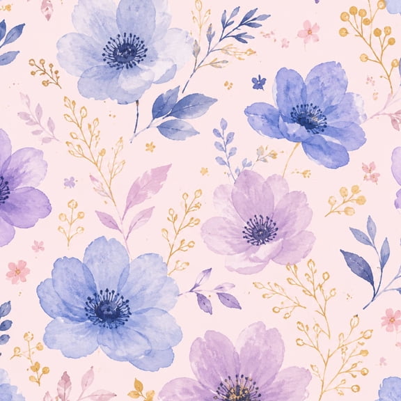 Chinoiserie Peel and Stick Wallpaper Watercolor Floral Blue Lavender Flowers Soft Pink Wall Mural 23.6in x 9.8ft Self Adhesive Removable Wall Paper for Dining Room Mahjong Game Room
