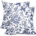 thumbnail image 1 of Chinoiserie Pillow Cover 20x20 Inch Set of 2 Blue and White Flower Decoration Throw Pillow Covers Vintage Floral Outdoor Pillowscase Linen Cushion Covers for Sofa Couch Bedroom Home Decor, 1 of 6