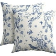 thumbnail image 1 of Chinoiserie Pillow Covers 16x16 Inch Set of 2 Blue Floral Bird Decorative Throw Pillows Vintage Blue and Cream Printed Pillowcases Cushion Covers for Indoor Outdoor Home Couch Decor, 1 of 6