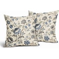 thumbnail image 1 of Chinoiserie Pillow Covers 16x16 Inch Set of 2 Blue Grey Vintage Farmhouse Floral Pattern Print Decorative Throw Pillowcases Antique Seasonal Flower Outdoor Cushion Cases Decor for Sofa Couch Bed, 1 of 6