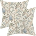 thumbnail image 1 of Chinoiserie Pillow Covers 16x16 Set of 2, Blue Green Birds Flowers Throw Pillow Covers Linen Vintage Farmhouse Chinoiserie Decor Cushion Case Chinoiserie Home Decor for Couch Sofa, 1 of 6