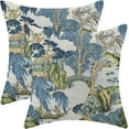 thumbnail image 1 of Chinoiserie Pillow Covers 18x18 Set of 2, Asian Vintage Blue Green Scenic Decorations Chinoiserie Decor Throw Pillow Covers Farmhouse Outdoor Decorative Linen Cushion Case for Couch Sofa Home, 1 of 7