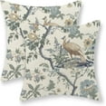 thumbnail image 1 of Chinoiserie Pillow Covers 18x18 Set of 2 Blue Bird Floral Throw Pillows Vintage Blue Green Flowers Decorations Outdoor Pillowcase Chinoiserie Decor Farmhouse Cushion Case for Couch Home, 1 of 6