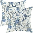 thumbnail image 1 of Chinoiserie Pillow Covers 18x18 Set of 2, Vintage Bule Birds Flowers Farmhouse Decorations Throw Pillow Covers Blue and White Outdoor Decorative Linen Cushion Case for Couch Sofa Home, 1 of 6