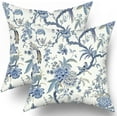 thumbnail image 1 of Chinoiserie Pillow Covers Set of 2 Blue and White Outdoor Pillows Bule Birds Flowers Throw 18x18 Inch Cotton Square Cushion Cover Decor for Bedroom Couch Bed Living Room Sofa Chair, 1 of 6