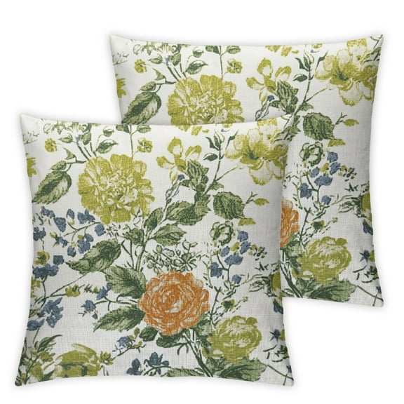 Chinoiserie Pillow Covers Set of 2 Sage Green and Cream Floral Throw Pillow Covers Spring Flower Vintage Decorative Pillowcases Farmhouse Flowers Cushion Cases for Home Couch Bed Sofa