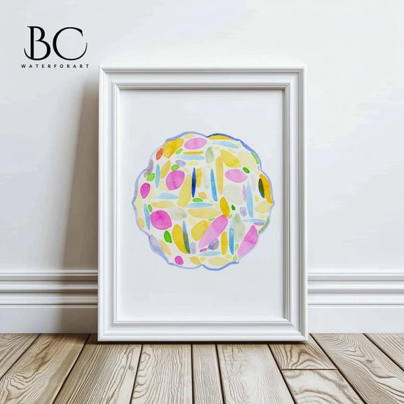 Chinoiserie Pink and Yellow Famille Rose Plate Wall Decor, Unframed Paper Poster 8x10in