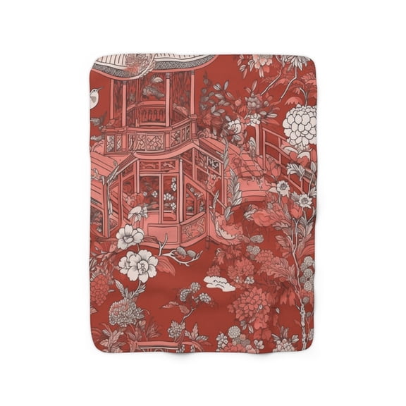 Chinoiserie Sherpa Fleece Blanket