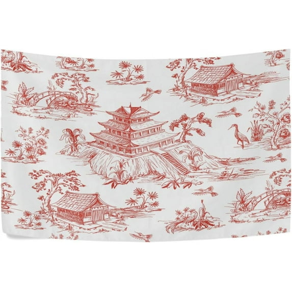 Chinoiserie Style Tapestry Wall Hanging Tapestries Happy Colorful Hippie Psychedelic Art Polyester Carpet Wall Decorative for Living Room Bedroom 60x51inch