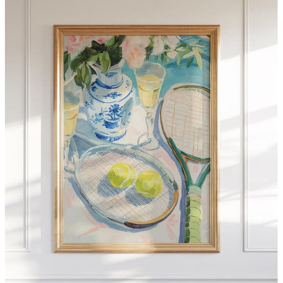 Chinoiserie Tennis and Cocktails Sports Poster