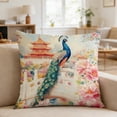thumbnail image 1 of Chinoiserie Throw Pillow Covers 18x18 Inch, Floral Blue & White Porcelain Palace Peacock Monkey Decorative Pillow Cases, 1 of 6
