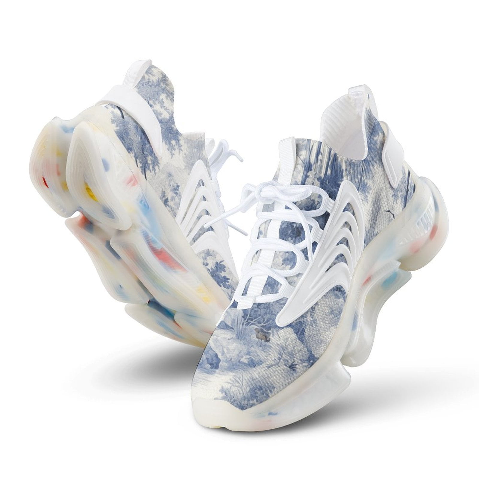 Chinoiserie Toile Blue Landscape Walking Shoes for Men Woman ...