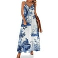 thumbnail image 1 of Chinoiserie Toile Blue Sleeveless Dress Loose Women's Dress Dresses Luxury Evening Dresses, 1 of 9