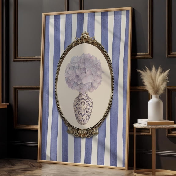 Chinoiserie Wall ArtNancy Meyers Aesthetic PrintFrench Country DecorNavy Indigo Flower Vase ArtworkLuxurious ArtworkSpring Summer Flora Wall Art Modern Wall Decor
