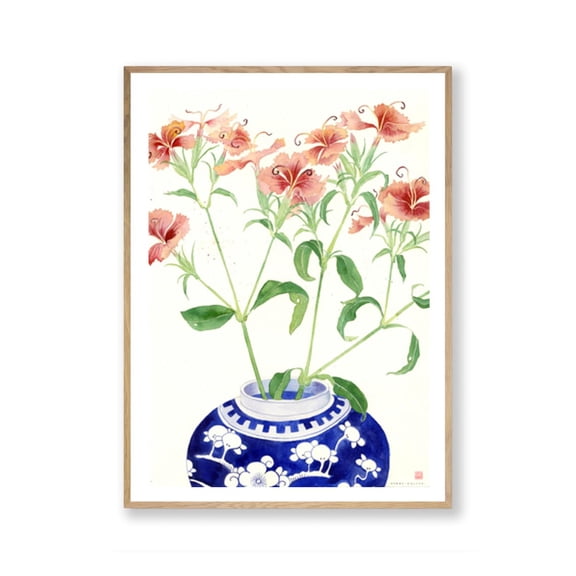 Chinoiserie Watercolour Print Wall Art Flowers Still Life Williams Plant Wall Decor Botanical 12X16 18X24 24X32, Unframed Paper Print