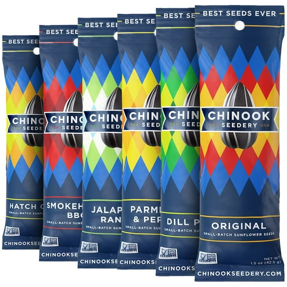 Chinook Seedery Sunflower Seeds Variety Pack - 36-Pack - 1.5oz - 6 Flavors - Gluten-Free & Non-GMO