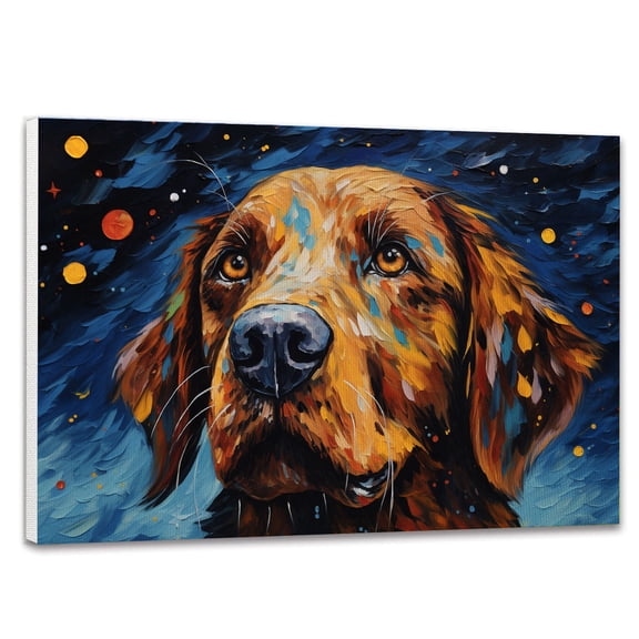 Chinook Van Gogh Starry Night Dog Print Canvas Wall Art Vintage Wall Decor Aesthetic Posters for Bedroom Bathroom Living Room Wall Art inch Unframed