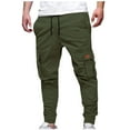 thumbnail image 1 of Chinos Cargo Pants for Men Multi Pockets Relaxed Drawstring Jogger Tapered Trousers Casual Solid Loose Elastic Waist Athletic Hiking Pant, 1 of 7