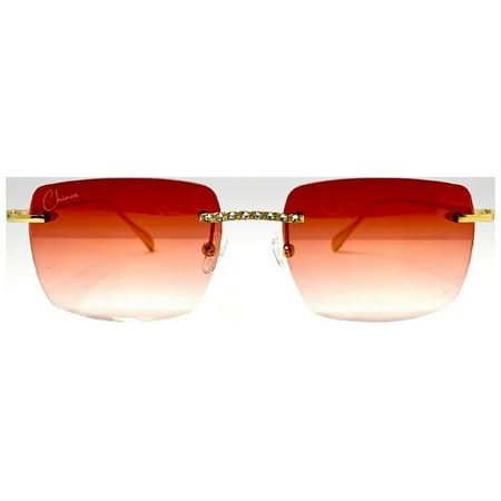 Chinox Luxury Eyewear Gold Arms Jeweled Eyeglasses, Champagne Pink, 2.0