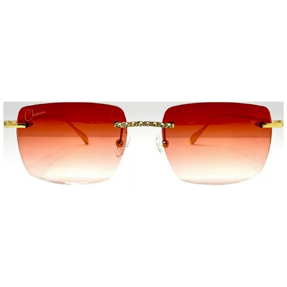 Chinox Luxury Eyewear Gold Arms Jeweled Eyeglasses, Champagne Pink, 2.0