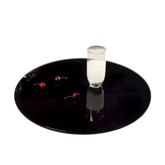 Chintaly 24" Round Black Glass Lazy Susan