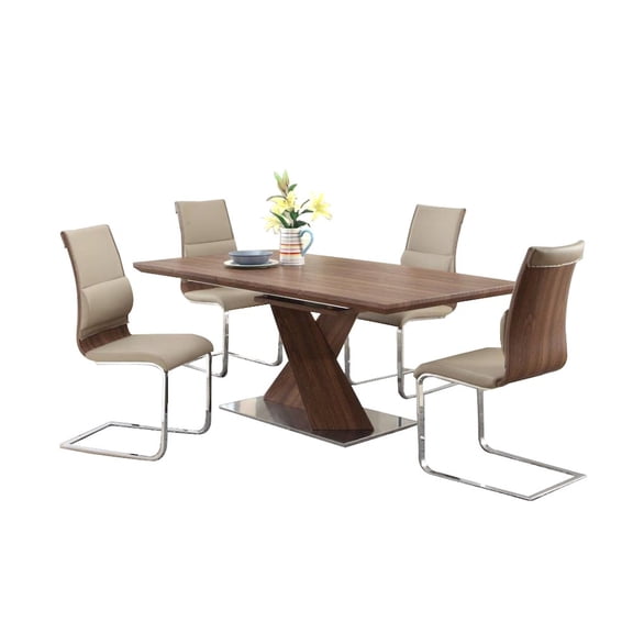 Chintaly Modern Dining Set W/ Extendable Table & Chairs