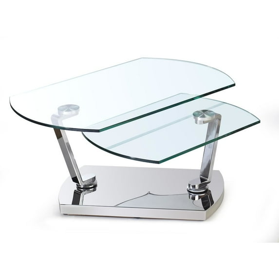 Chintaly Contemporary Glass Top Motion Cocktail Table