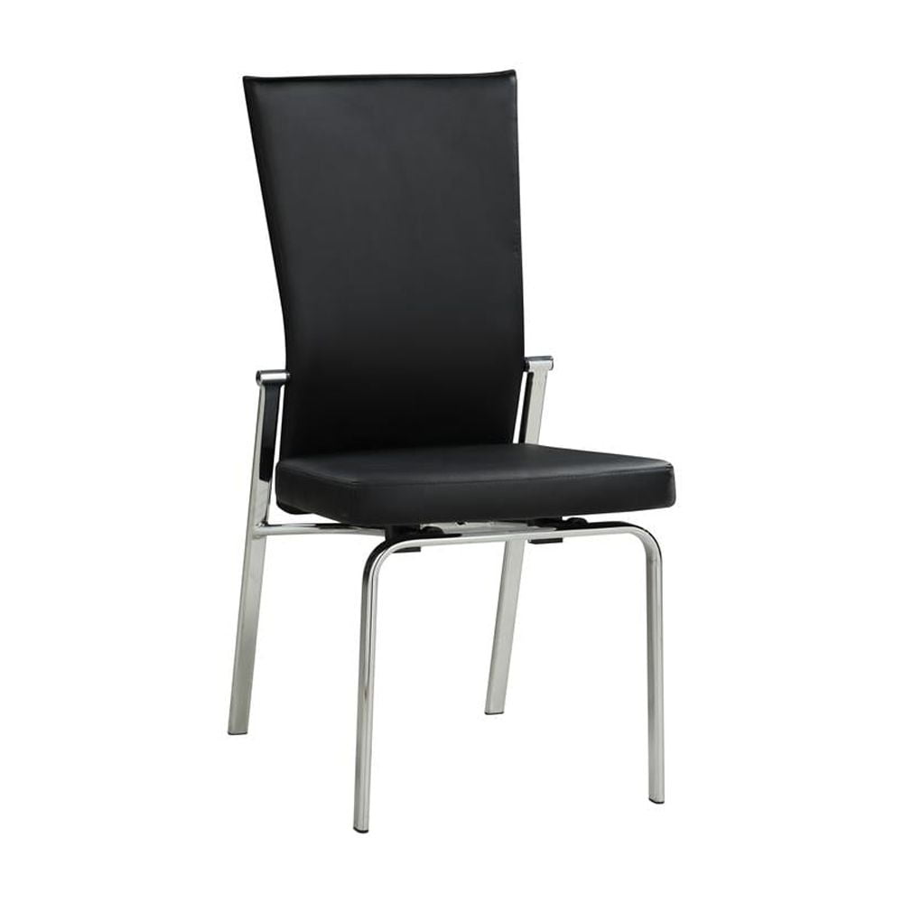 Contemporary Black Leather Upholstered Motion-Back Side Chair Set