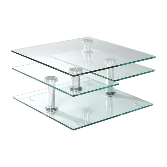 Chintaly Contemporary Multi-Top Motion Glass Cocktail Table