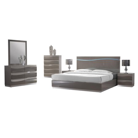 Chintaly Delhi Queen Size 4Pc, Gloss Grey