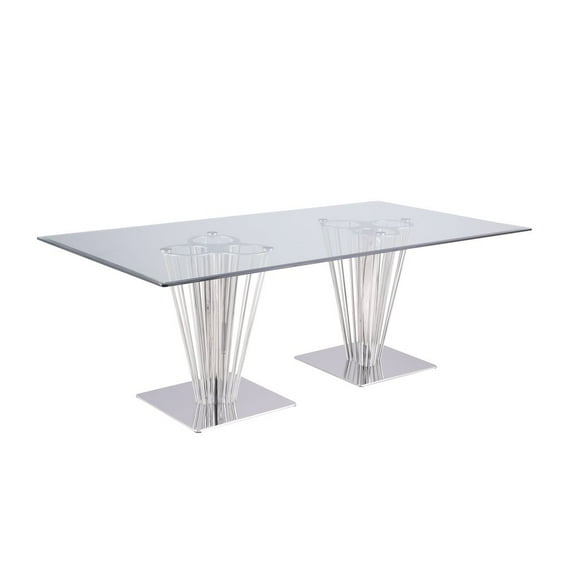 Chintaly Contemporary Rectangular Glass Dining Table