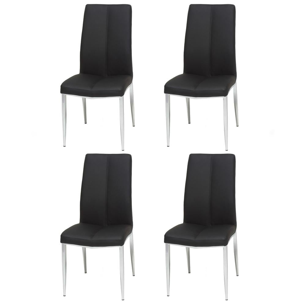 Arturo High-Back Modern Black Faux Leather Side Chair