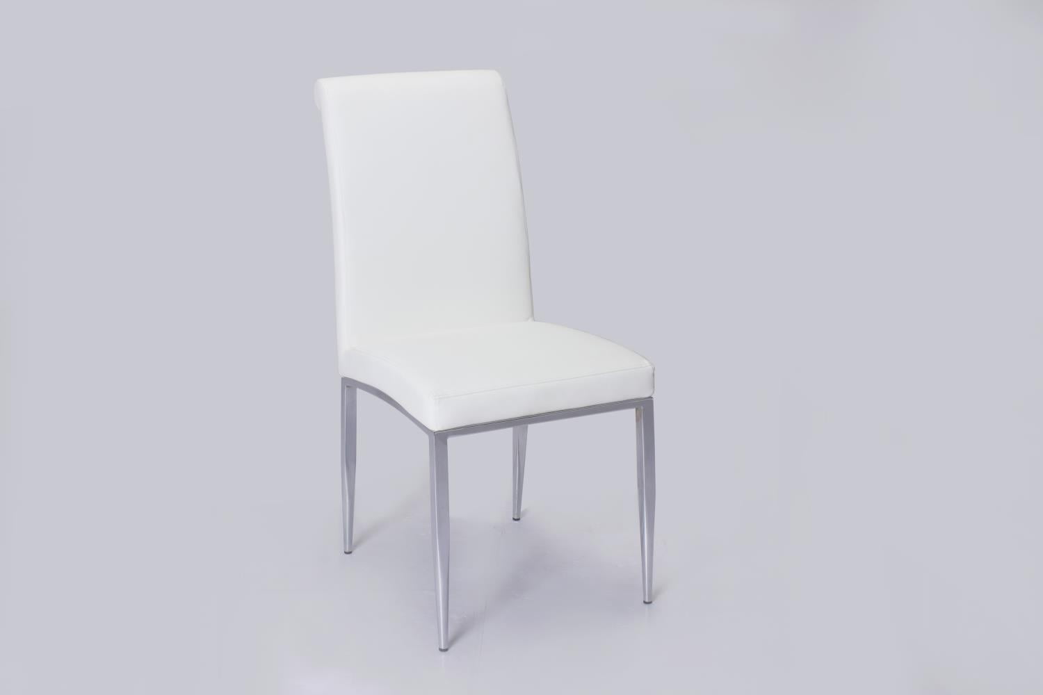 Contemporary Gray Faux Leather Upholstered Side Chair with Chrome Legs