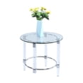 thumbnail image 1 of Chintaly Contemporary Round Glass Top Lamp Table, 1 of 2