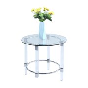 Chintaly Contemporary Round Glass Top Lamp Table