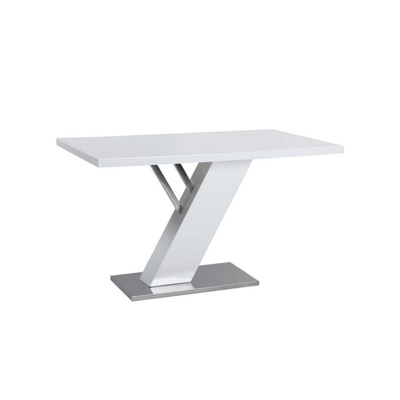 Chintaly Contemporary Dining Table W/ White Gloss Top & Y-Shaped Pedestal