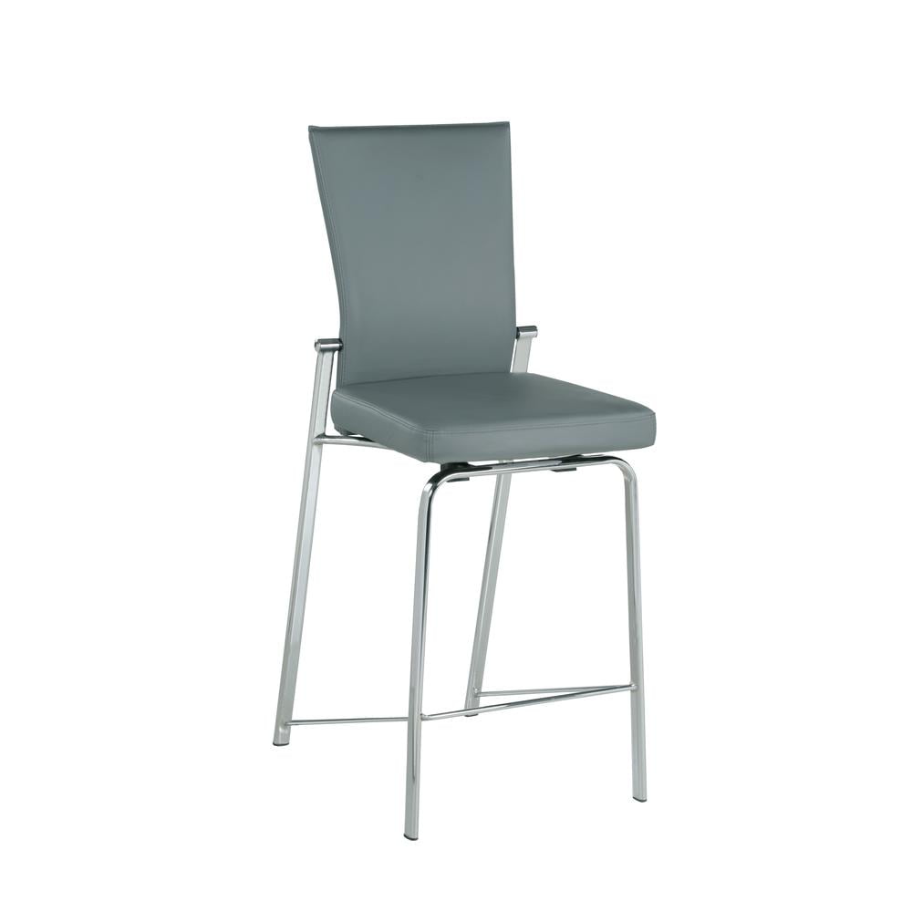 Molly Adjustable Gray Faux Leather Counter Stool with Chrome Legs