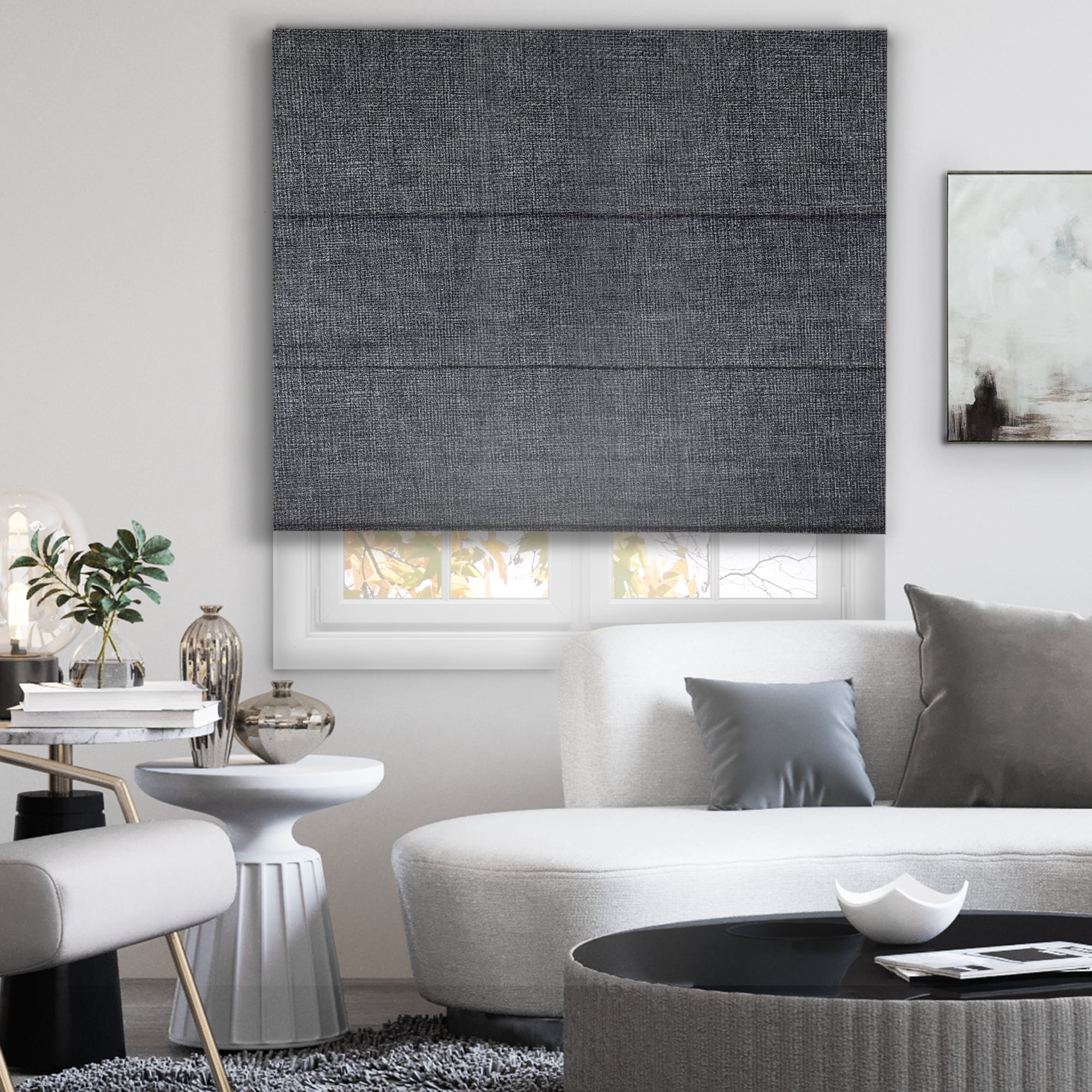 Chicology Cordless Roman Shade, Blackout, Lexington Pebble, 31"W X 72"H