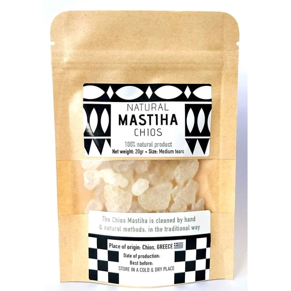 Chios Mastiha Tears Gum BCF26 Greek 100% Natural Mastic Packs From Mastic Growers Fresh (20gr Medium Tears)